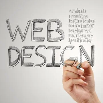 Business man hand  drawing web design diagram as concept Stock Illustration