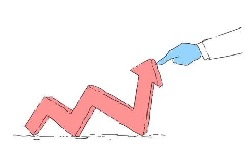 Business Man Hand Pull Red Arrow Up Financial Success Concept 스톡 일러스트