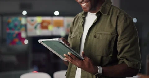 Business man, hands and tablet in office for campaign feedback, logo design Stock Footage 316580410