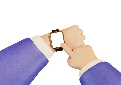 Business man hands using smart watches with desk table, computer and stationary イラスト素材