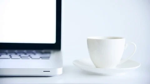Business man has hard work and drinking black coffee isolated on white backgr Stock Footage 83913876