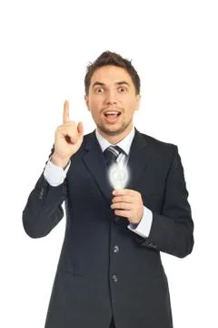 Business man having one solution Stock Photos