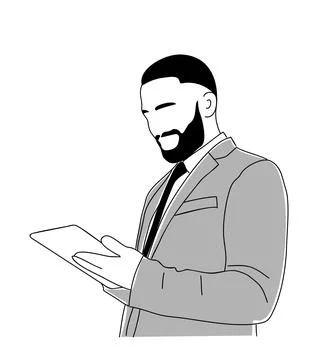 Business man holding, using digital tablet vector. Stock Illustration