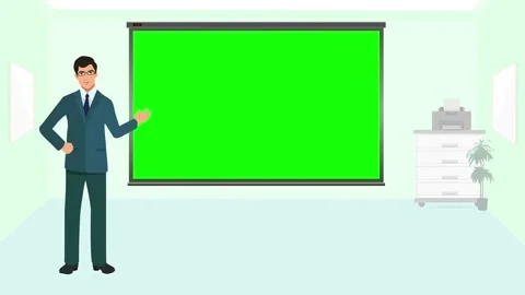 Business man infographic animation presenting project on green screen background Stock Footage 314092906