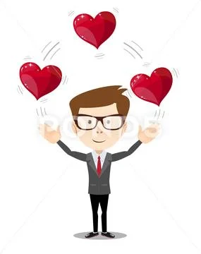 Business man juggling hearts . Stock Illustration