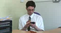 Business man leaves desk in a rush HD Footage