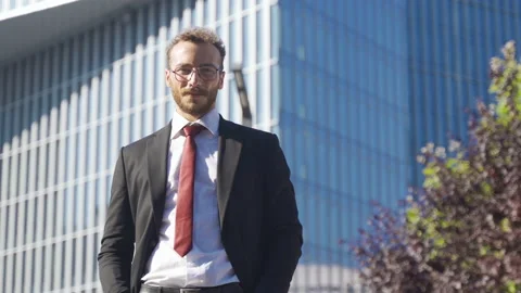 Business man looking at camera and smiling. Stock Footage 213512985