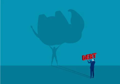 Business man looking shadow himself lifting an elephant power of effective ma Stock Illustration