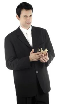 Business Man with Magic Lamp Stock Photos