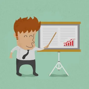 Business man making a presentation in front of a board , eps10 vector format Stock Illustration