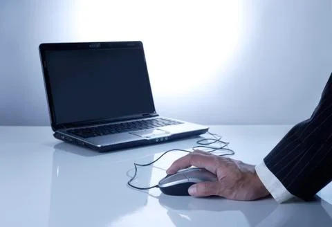 Business man man working on a computer Stock Photos