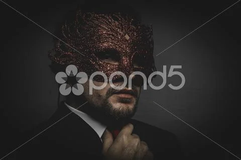Business Man Mysterious Venetian Mask With Frills