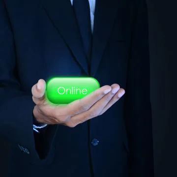 Business man with offline button Stock Illustration