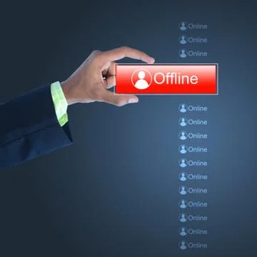 Business man with offline button Stock Illustration
