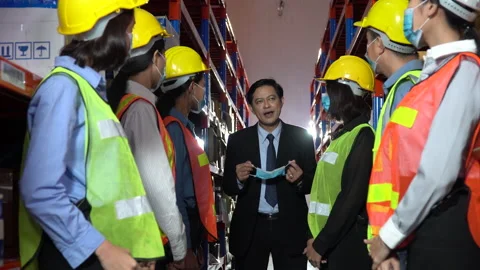 Business man or manager Teaching how to wearing  protective medical face mask Stock Footage 141411168