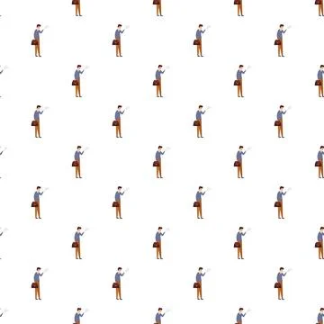 Business man pattern with briefcase and document Stock Illustration