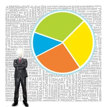 Business man with pie graph Stock Illustration