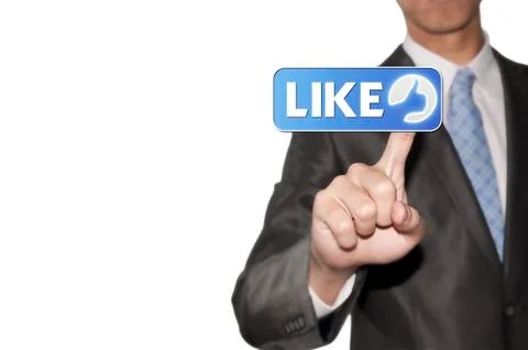 Business man pointing like button Stock Illustration