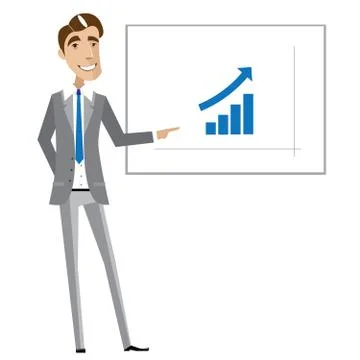 Business man pointing at chart Illustrazione stock