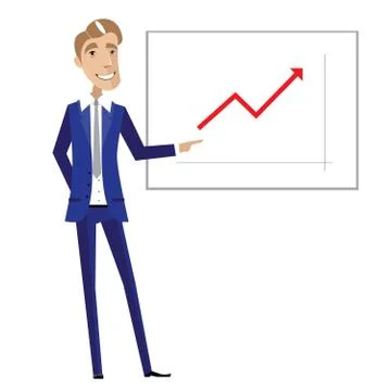 Business man pointing at chart Stock Illustration