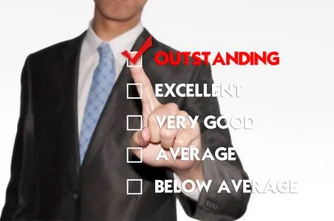 Business man pointing checked box on the screen background Illustrazione stock