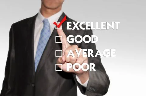Business man pointing checked box on the screen background Illustrazione stock