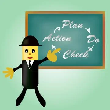 Business man pointing pdca - plan - do - check - action Stock Illustration
