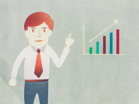 Business man present  growth progress graph Stock Illustration