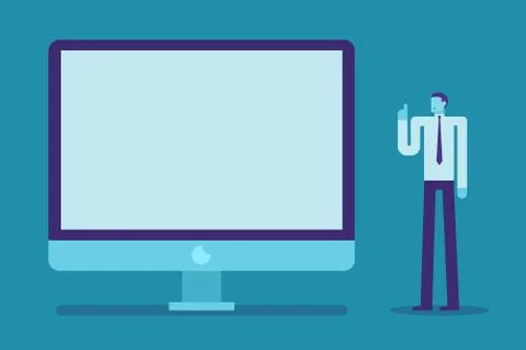 Business man present something on the computer monitor, Business concept, V.. Stock Illustration