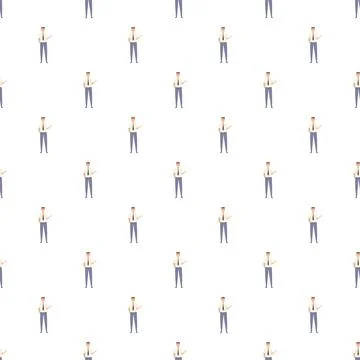 Business man presenting pointing working seamless pattern Stock Illustration