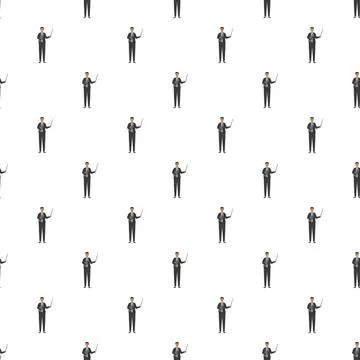 Business man presenting pointing working seamless pattern Stock Illustration