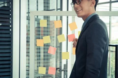 Business man presenting project plan and task in Agile process for team  in m 写真素材
