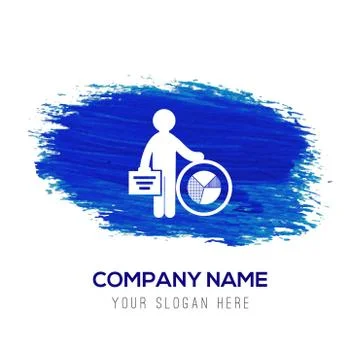 Business man with progress chart Icon - Blue watercolor background Stock Illustration