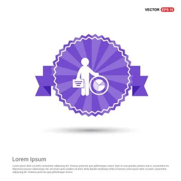 Business man with progress chart Icon - Purple Ribbon banner Stock Illustration