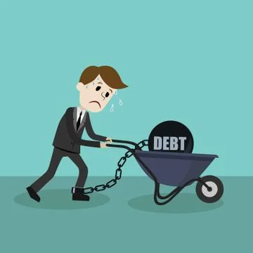 Business man pulling his debt Stock Illustration