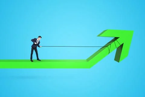Business man pulling statistic arrow Stock Photos