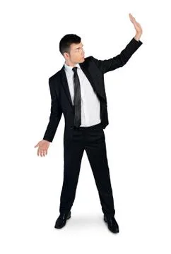 Business man push something Stock Photos