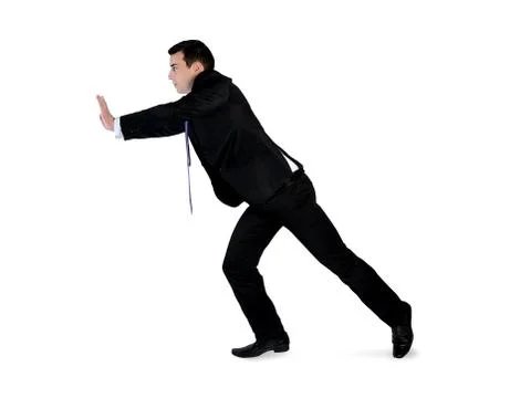 Business man push something Stock Photos