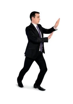 Business man push something Stock Photos