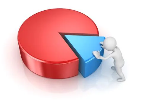 Business Man Pushing to Pie Chart Piece Illustrazione stock