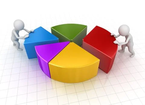 Business Man Pushing to Pie Chart Piece Stock-Illustration