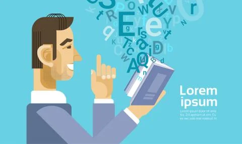 Business Man Read Book Document Student Study Abstract Background Stock Illustration