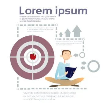 Business Man Read Document Student Study Abstract Background Stock Illustration