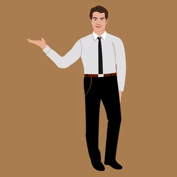 Business man With Reception Flat Vector Stock Illustration
