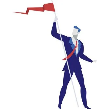 Business man with red flag vector icon Stock Illustration