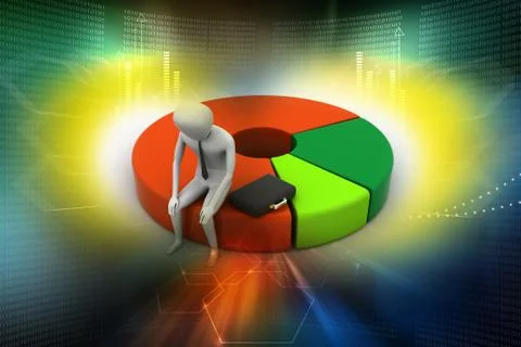 Business man resting on pie chart Stock Illustration