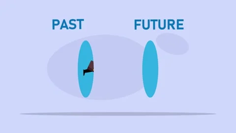 Business man run toward the future cartoon animation Stock Footage 302533940