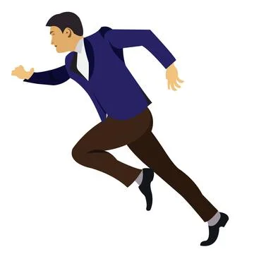 Business Man Running Flat Vector Illustration Stock Illustration