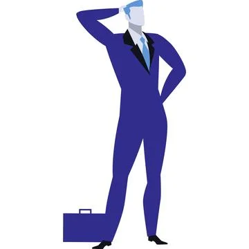 Business man scratching head vector flat icon Stock Illustration