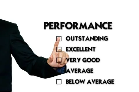 Business man selecting evaluation form, performance Stock Photos